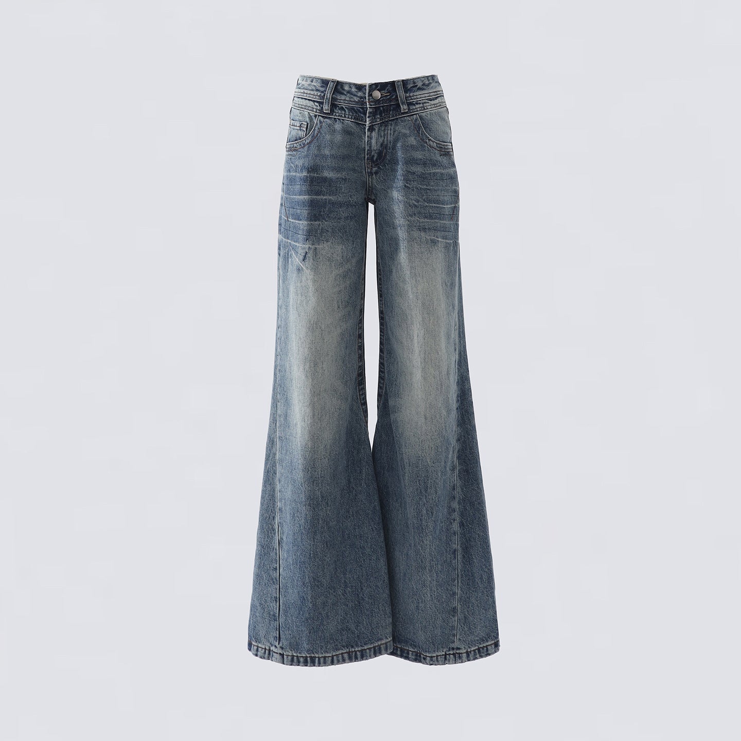 Women's Low-Waist Denim Pants - Wide-Leg Loose Flare Trousers