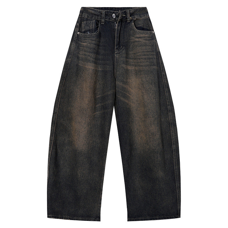Black Tapered Jeans for Men and Women - Wide Leg Loose Drape