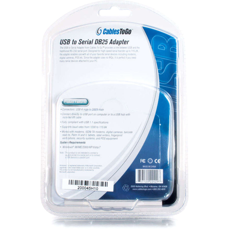 Legrand C2G 6ft USB to DB25 Serial RS232 Adapter Cable