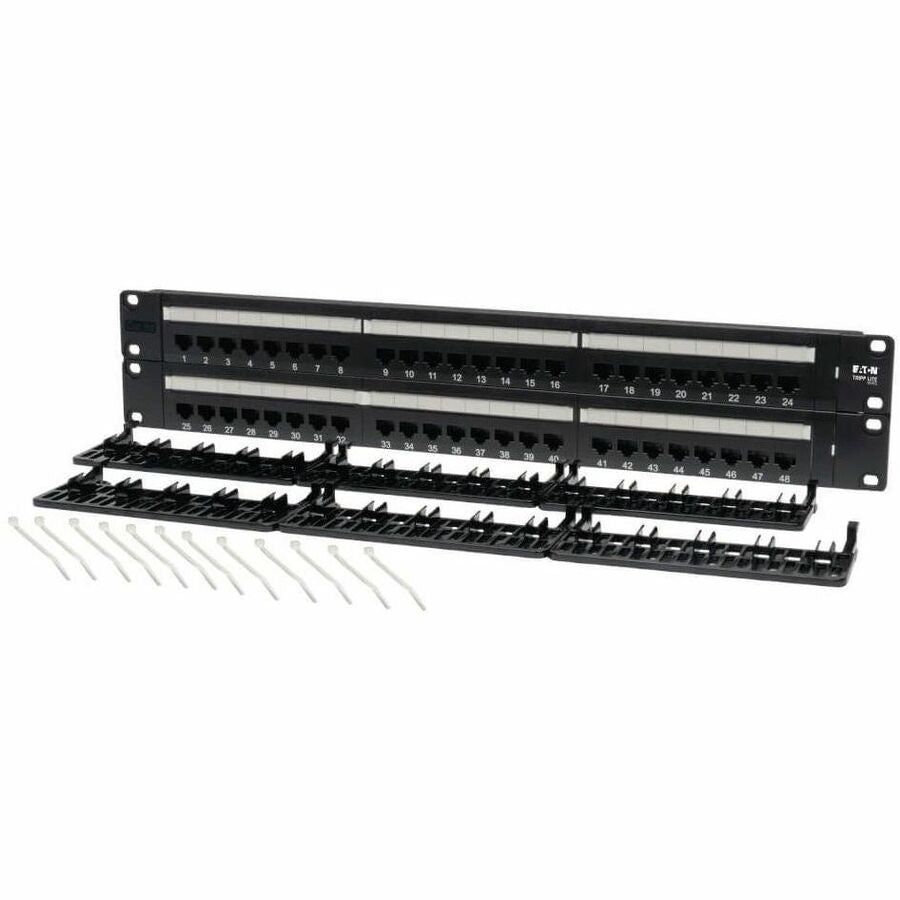 Eaton Tripp Lite Series 48-Port 2U Rack-Mount Cat5e 110 Patch Panel, 568B, RJ45 Ethernet, TAA