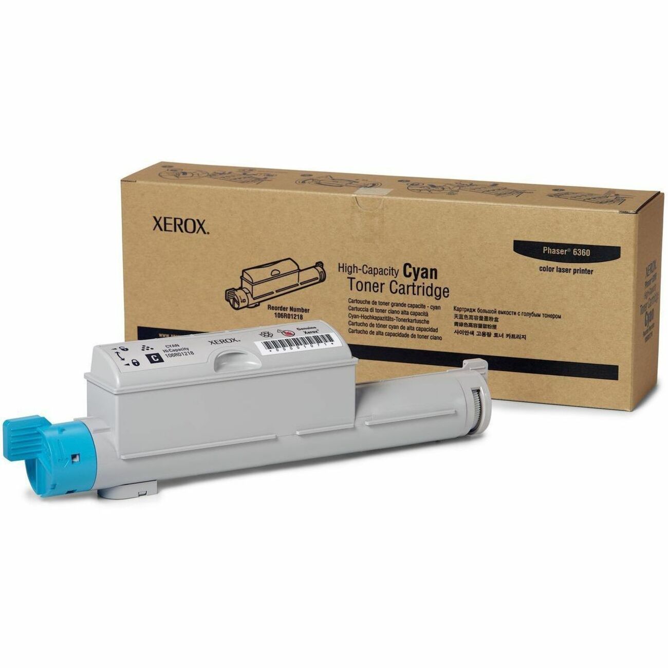 Xerox Genuine Phaser&trade; 6360 Cyan High capacity Toner Cartridge (12000 Pages) - 106R01218
