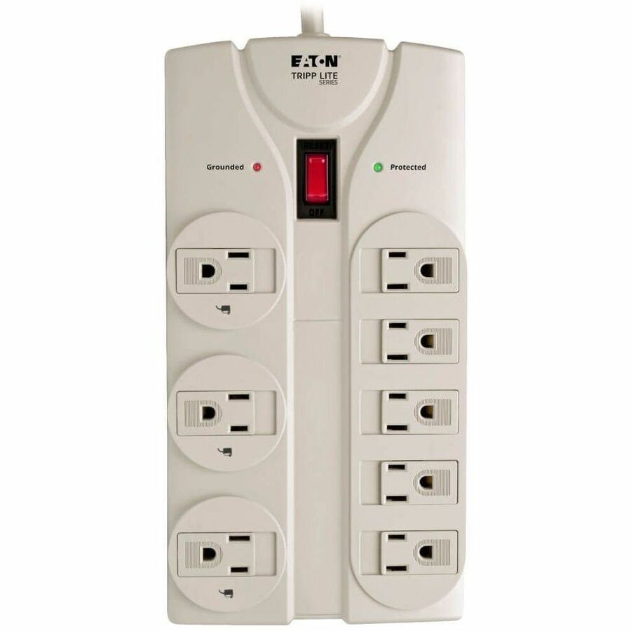 Eaton Tripp Lite Series Protect It! 8-Outlet Surge Protector, 25 ft. Cord with Right-Angle Plug, 1440 Joules, Diagnostic LEDs, Light Gray Housing