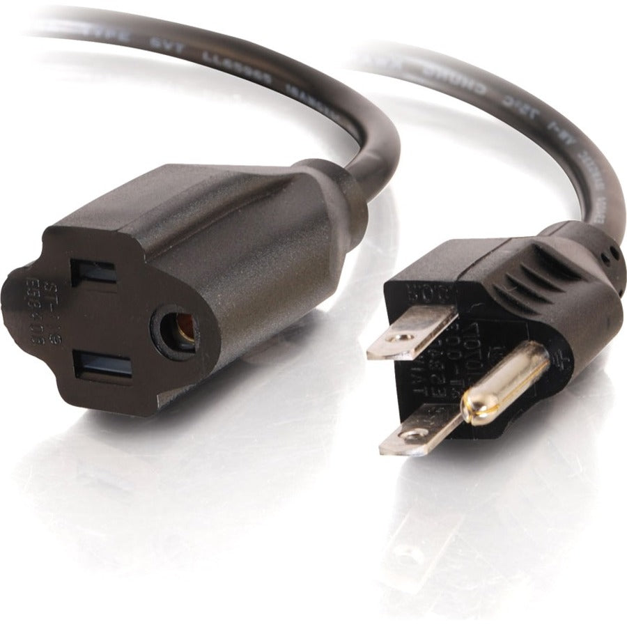 C2G 15' NEMA 5 15P to 5 15R, 1.07 lb, 15ft 18 AWG Outlet Saver Power Extension Cord (NEMA 5-15P to NEMA 5-15R), Black
