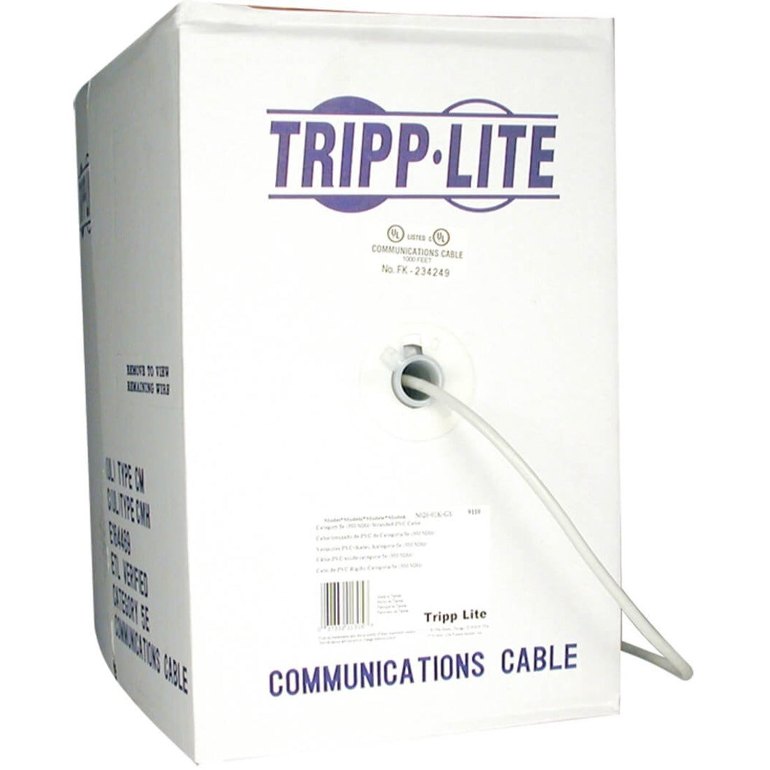 Eaton Tripp Lite Series Cat5e 350 MHz Solid Core Outdoor-Rated (UTP) PVC Bulk Ethernet Cable, PoE - Gray, 1000 ft. (304.8 m)