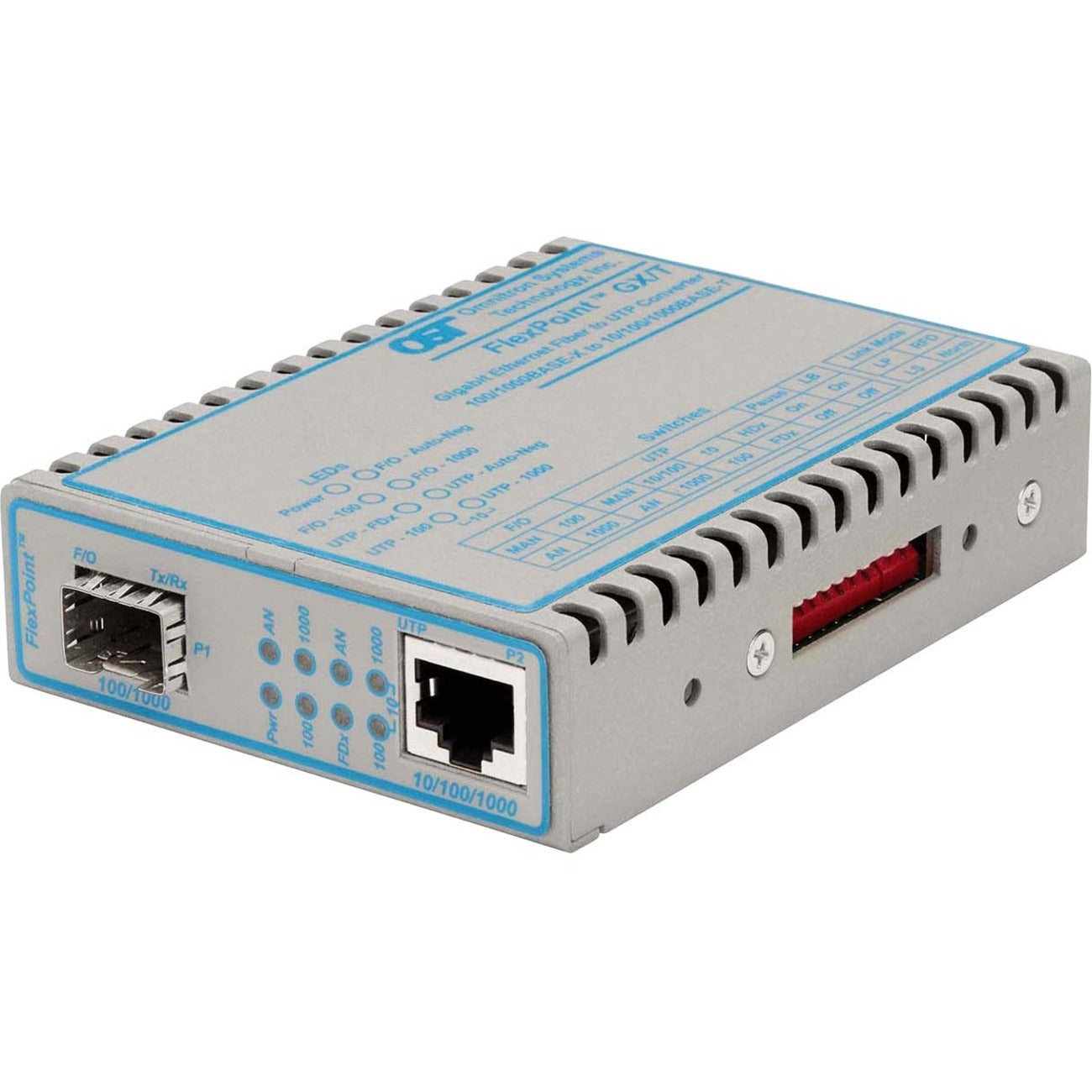 Omnitron FlexPoint 10/100/1000 Gigabit Ethernet Fiber Media Converter RJ45 SFP