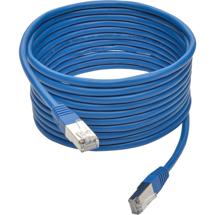 Eaton Tripp Lite Series Cat5e 350 MHz Molded Shielded (STP) Ethernet Cable (RJ45 M/M), PoE, Blue, 15 ft. (4.57 m)