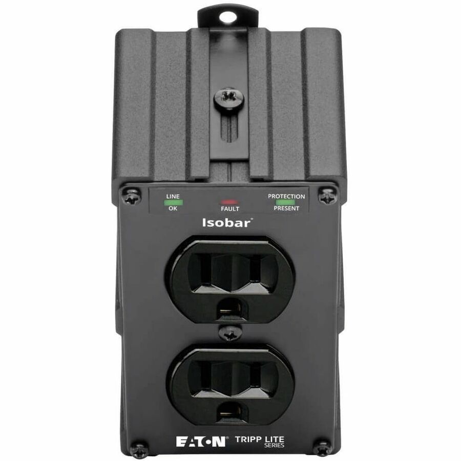 Eaton Tripp Lite Series Isobar 2-Outlet Surge Protector, Direct Plug-In, 1410 Joules, Diagnostic LEDs, Black Metal Housing