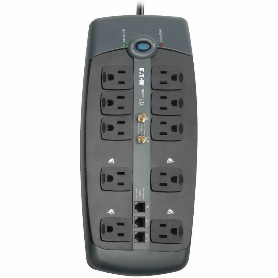 Eaton Tripp Lite Series Protect It! 10-Outlet Surge Protector, 8 ft. (2.43 m) Cord, 3345 Joules, Tel/Modem/Coaxial Protection