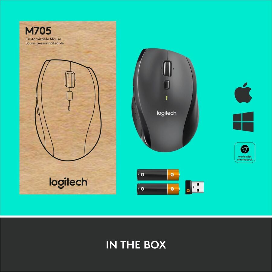 Logitech  Marathon Mouse M705 lets you power on... and on. It uses less than half the power of comparable mice, so you'll go up to three full years between battery changes
