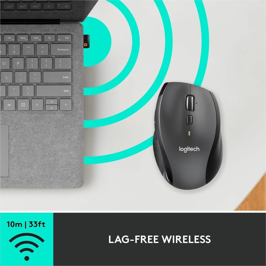 Logitech  Marathon Mouse M705 lets you power on... and on. It uses less than half the power of comparable mice, so you'll go up to three full years between battery changes