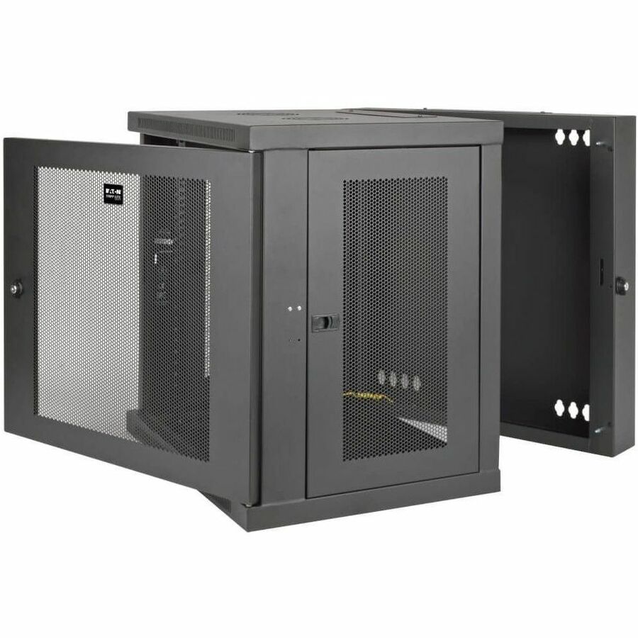 Eaton Tripp Lite Series SmartRack 10U Low-Profile Switch-Depth Wall-Mount Small Rack Enclosure, Hinged Back