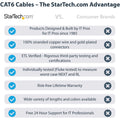 StarTech.com 50ft CAT6 Ethernet Cable - Black Snagless Gigabit - 100W PoE UTP 650MHz Category 6 Patch Cord UL Certified Wiring/TIA
