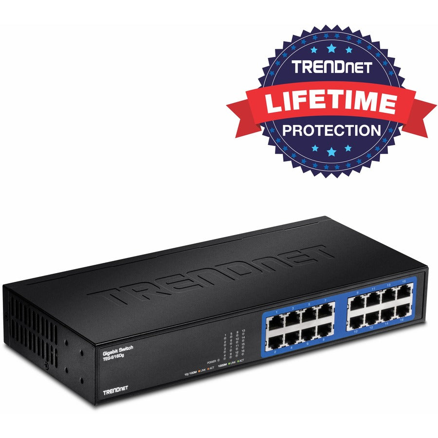 TRENDnet 16 port Gigabit GREENnet Swtch, 10/100/1000Base-T, 11", 16 x Gigabit Ethernet Network