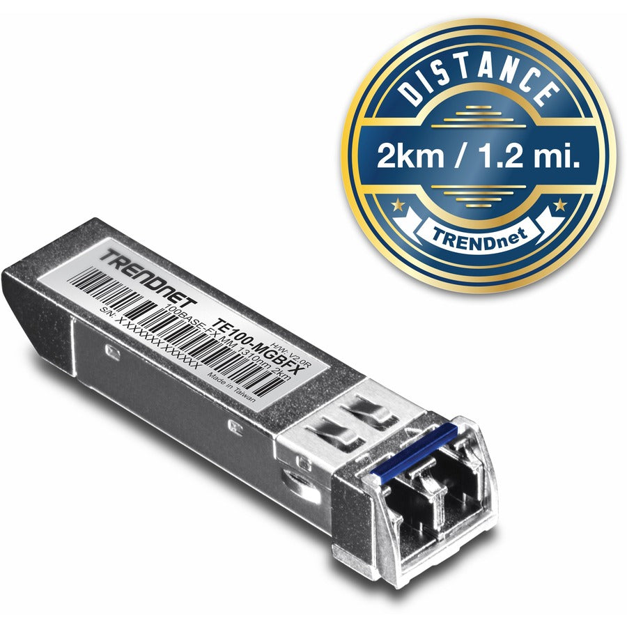 TRENDnet SFP to RJ45 100Base-FX Multi-Mode LC Module, TE100-MGBFX, Compatible with Mini-GBIC, Supports 1310 nm, Up to 155 Mbps, Hot-Pluggable, Up to 2 Km (1.2