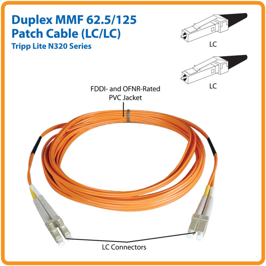 Eaton Tripp Lite Series Duplex Multimode 62.5/125 Fiber Patch Cable (LC/LC), 61M (200 ft.)
