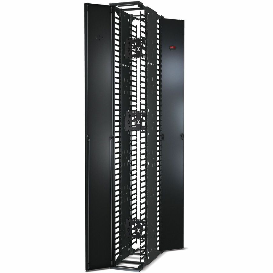 Schneider Performance, Vertical Cable Manager for 2 & 4 Post Racks, 84"H x 10"W, Double-Sided with Doors, lte, AR8645, Black