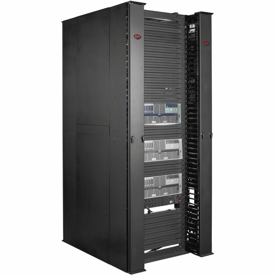 Schneider Performance, Vertical Cable Manager for 2 & 4 Post Racks, 84"H x 10"W, Double-Sided with Doors, lte, AR8645, Black