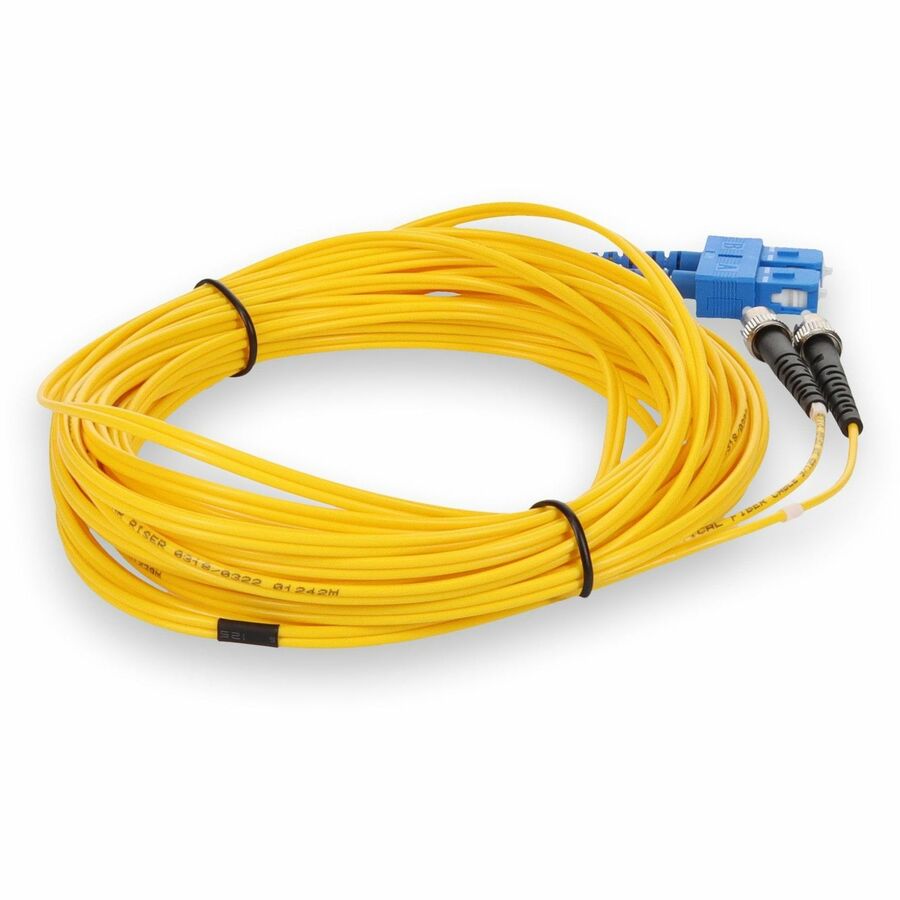 AddOn 10m SC (Male) to ST (Male) Yellow OS2 Duplex Fiber OFNR (Riser-Rated) Patch Cable