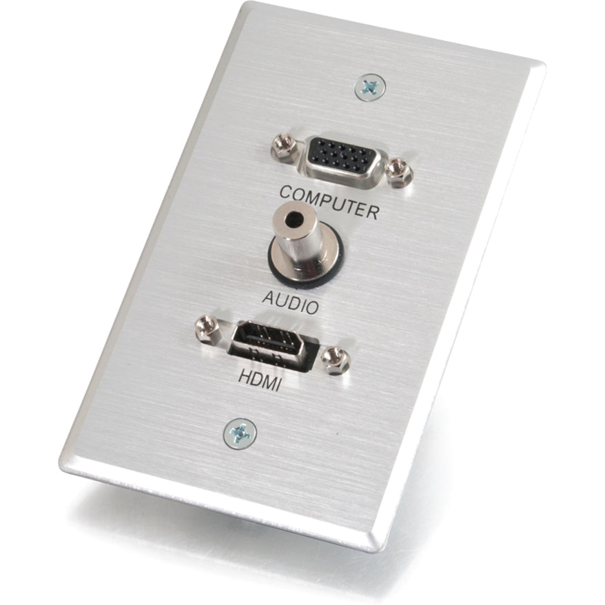 Legrand C2G HDMI, VGA and 3.5mm Audio Pass Through Wall Plate Single Gang Brushed Aluminum, 3.5 mm, Gray