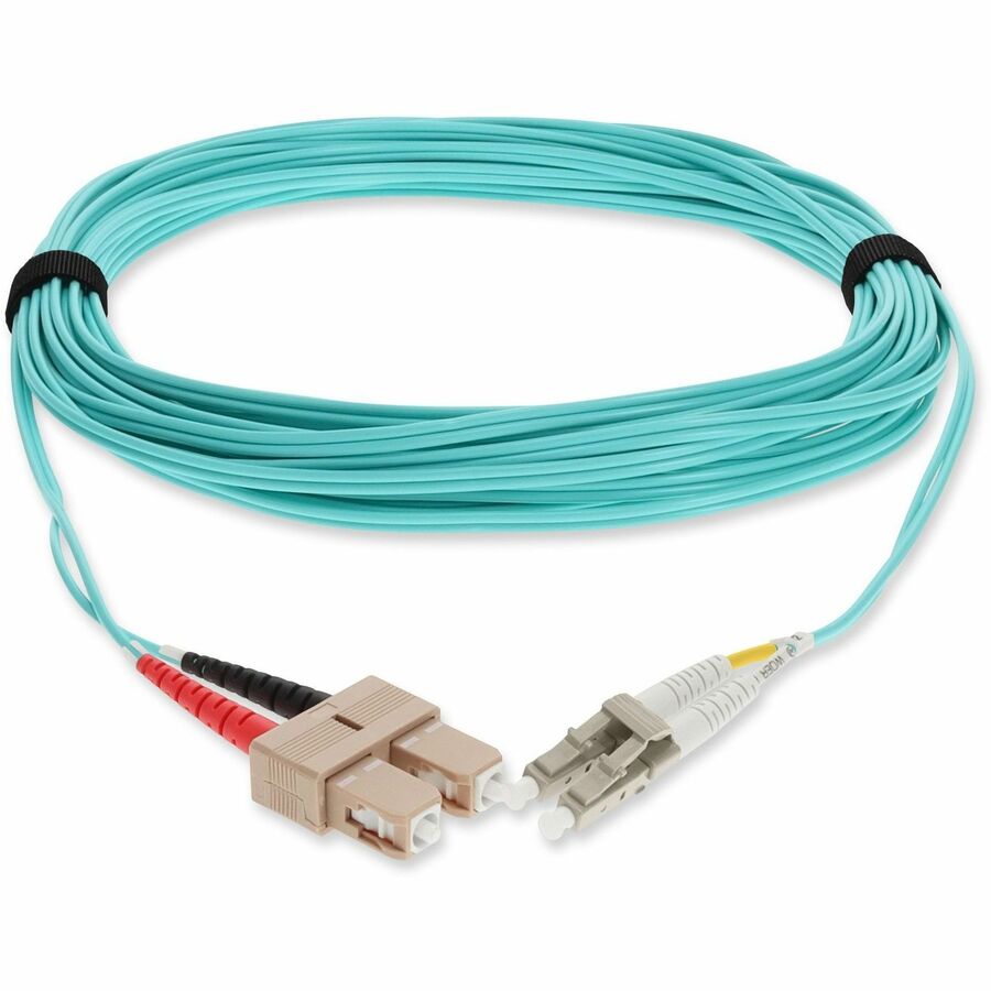 AddOn 5m LC (Male) to SC (Male) Aqua OM3 Duplex Fiber OFNR (Riser-Rated) Patch Cable