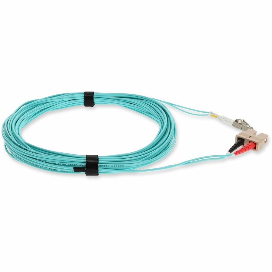 AddOn 5m LC (Male) to SC (Male) Aqua OM3 Duplex Fiber OFNR (Riser-Rated) Patch Cable