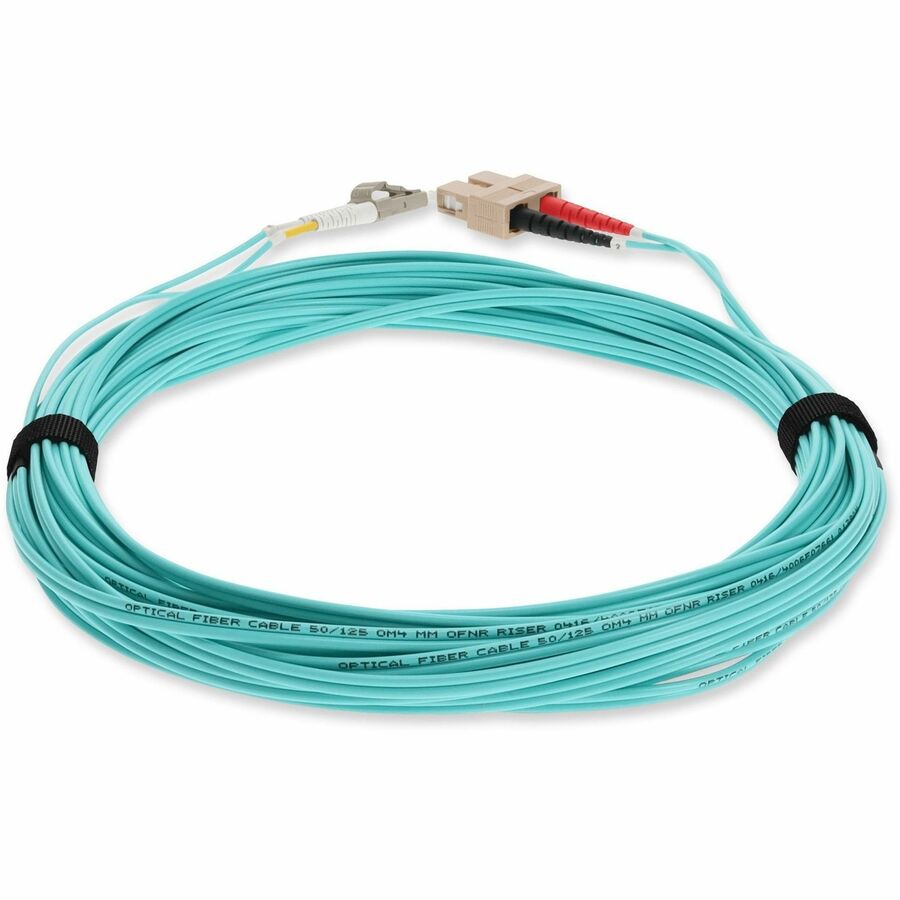 AddOn 5m LC (Male) to SC (Male) Aqua OM3 Duplex Fiber OFNR (Riser-Rated) Patch Cable