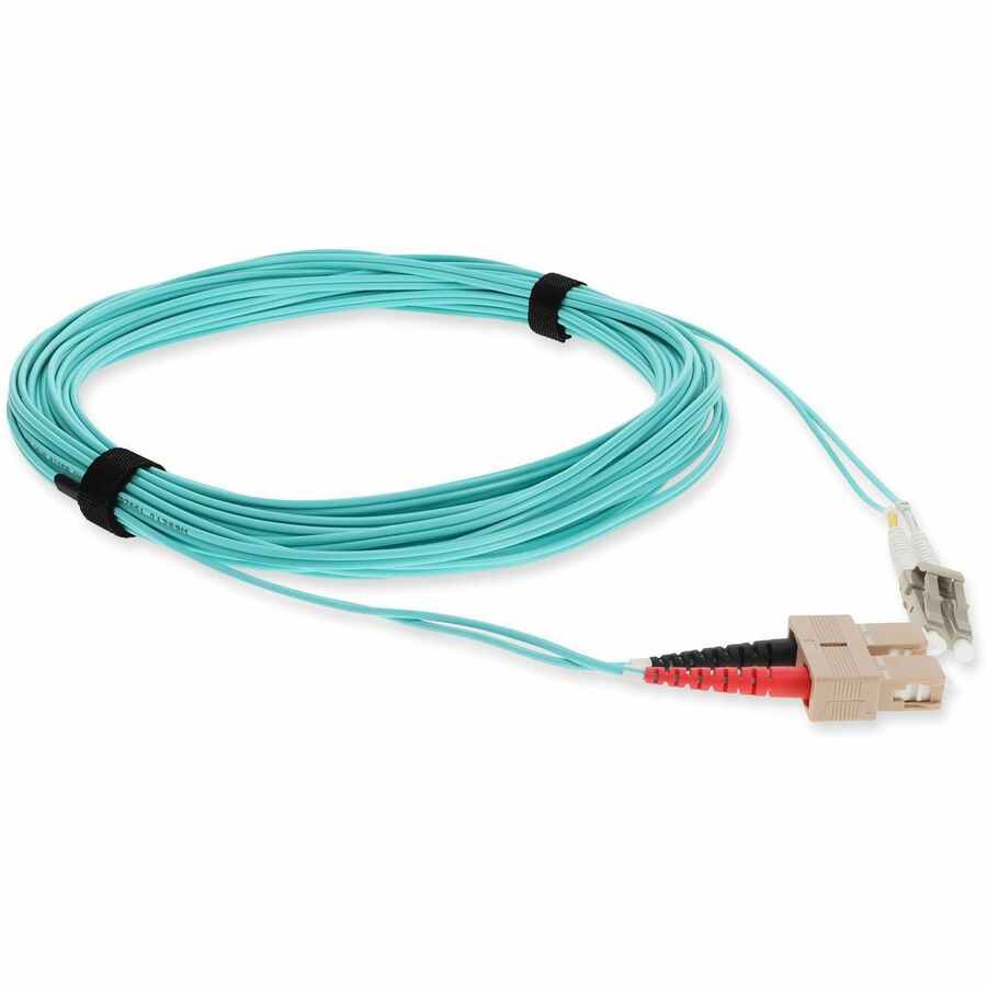 AddOn 8m LC (Male) to SC (Male) Aqua OM3 Duplex Fiber OFNR (Riser-Rated) Patch Cable