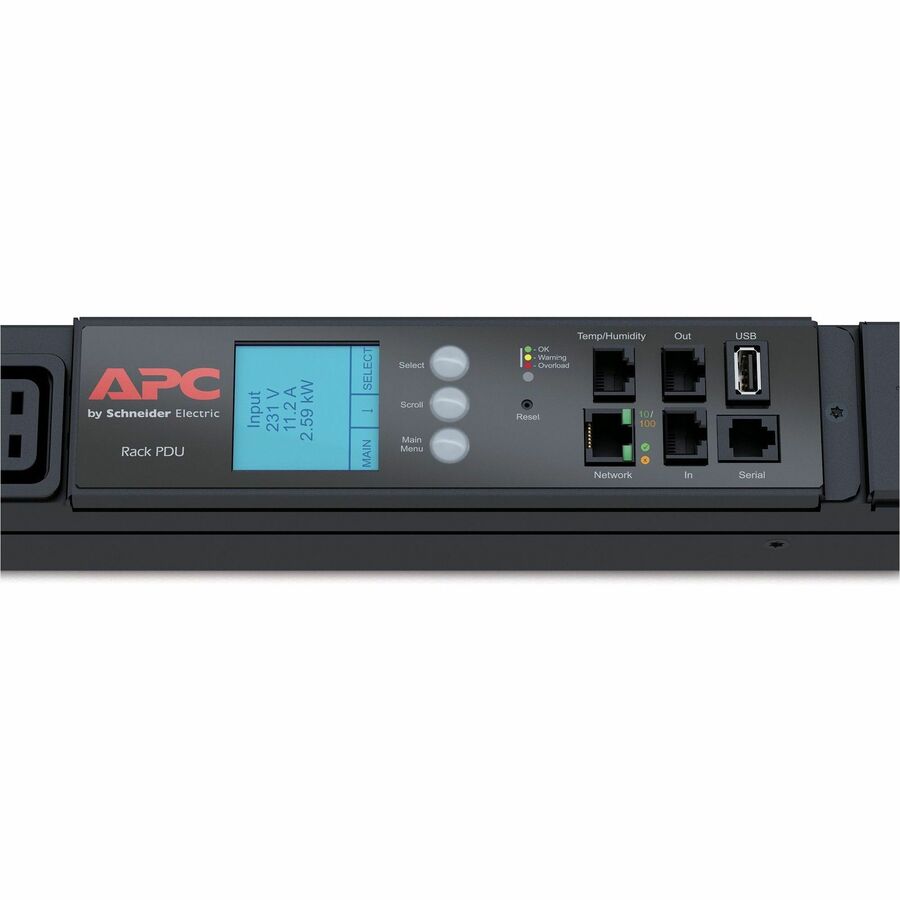 Schneider APC NetShelter Rack PDU, Metered, 0U, 17.3kW 208V 3 Phase 60A, 30 C13 outlets