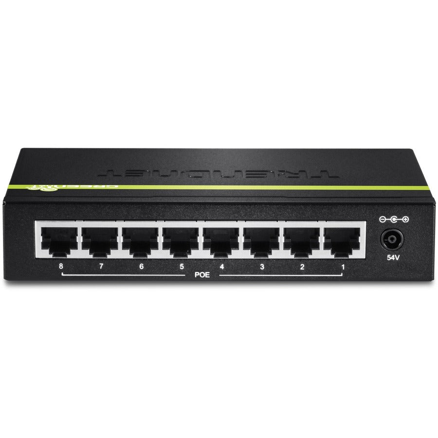 TRENDnet 8-Port Gigabit PoE+ Switch, TPE-TG80G, 8 x Gigabit PoE+ Ports, 123W PoE Power Budget, 16 Gbps, Ethernet Splitter, NDAA & TAA Compliant, Metal, Lifetime