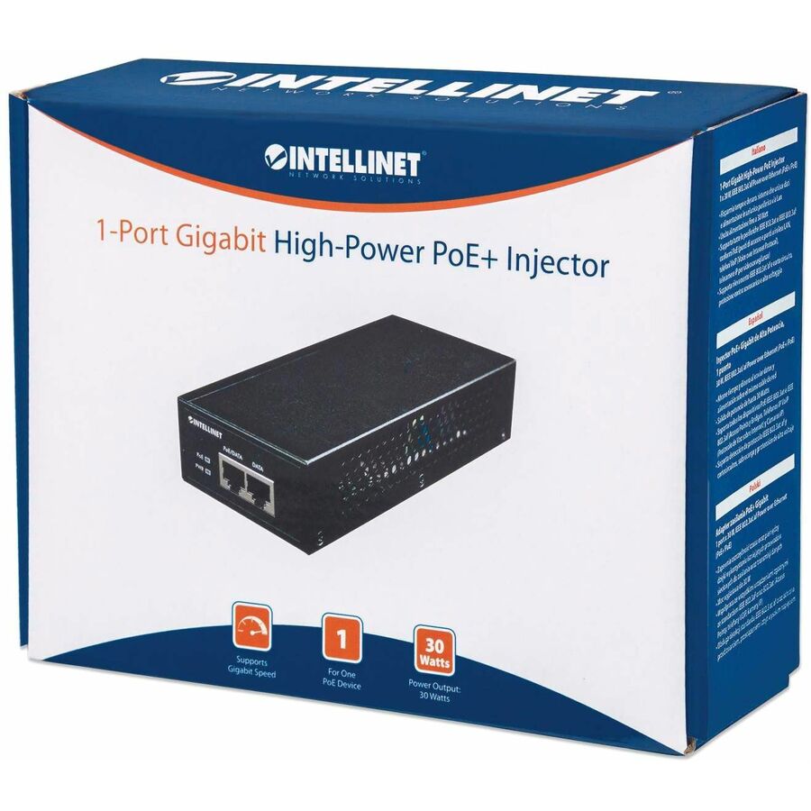 IC Intellinet Network Solutions 1-Port Gigabit High-Power PoE+ Injector, Metal