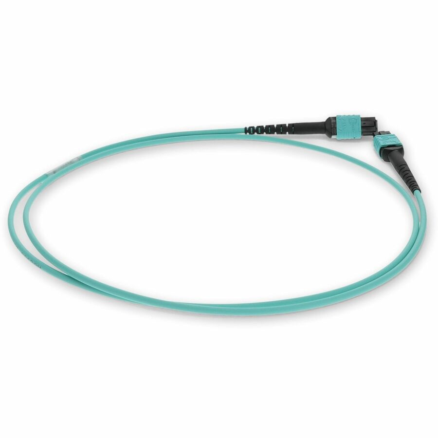 AddOn 1m MPO (Female) to MPO (Female) 12-Strand Aqua OM3 Crossover Fiber OFNR (Riser-Rated) Patch Cable