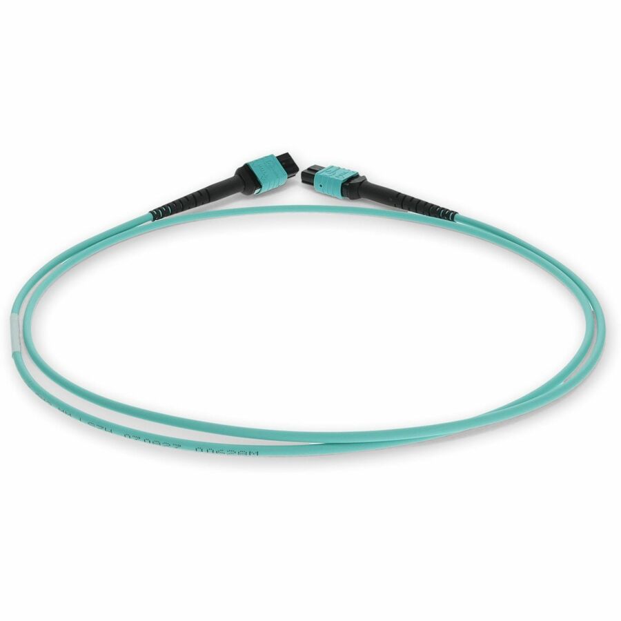 AddOn 1m MPO (Female) to MPO (Female) 12-Strand Aqua OM3 Crossover Fiber OFNR (Riser-Rated) Patch Cable