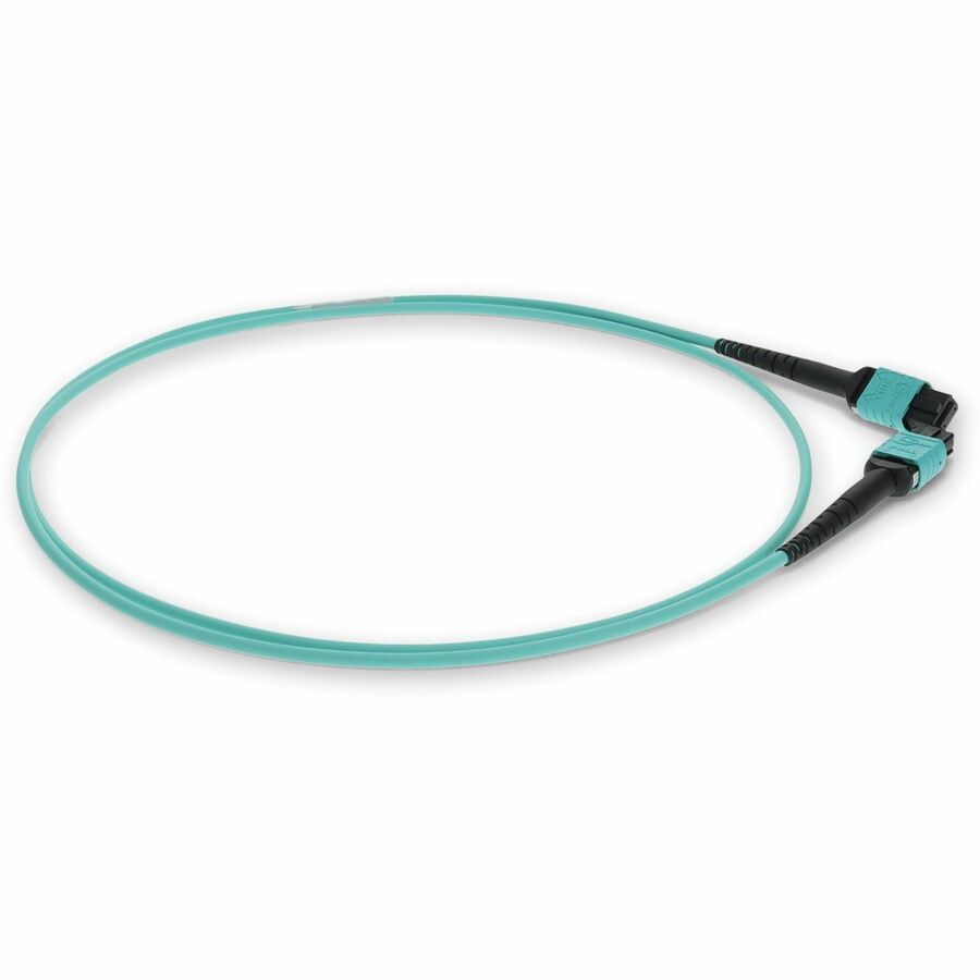 AddOn 1m MPO (Female) to MPO (Female) 12-Strand Aqua OM3 Crossover Fiber OFNR (Riser-Rated) Patch Cable