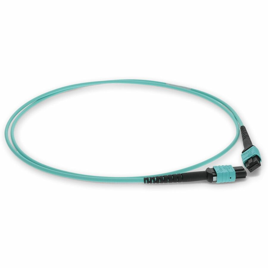 AddOn 1m MPO (Female) to MPO (Female) 12-Strand Aqua OM3 Crossover Fiber OFNR (Riser-Rated) Patch Cable