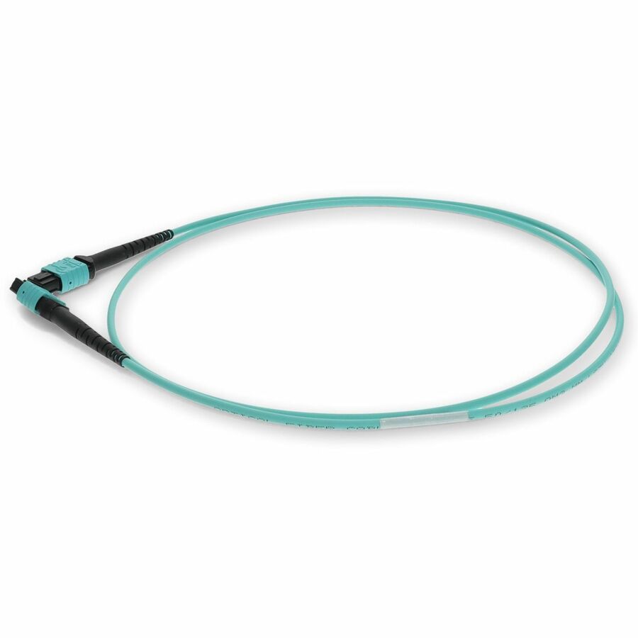 AddOn 1m MPO (Female) to MPO (Female) 12-Strand Aqua OM3 Crossover Fiber OFNR (Riser-Rated) Patch Cable