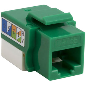CAT5E KEYSTONE JACK PUNCH DOWN, 0.26 oz, 4XEM, Cat5e RJ45 Keystone Jack UTP 110-Type (Green), Green