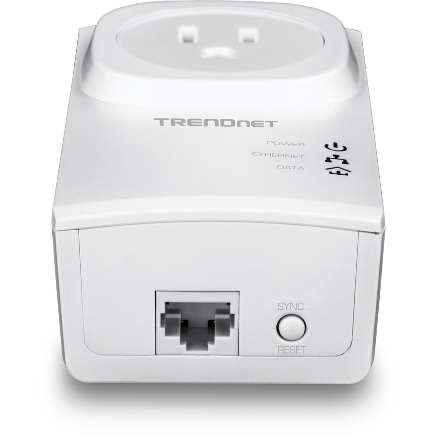 TRENDnet Powerline 500 AV Nano Adapter Kit With Built-In Outlet, Power Outlet Pass-Through, Includes 2 x TPL-407E Adapters, Plug & Play, Ideal For Smart TVs,