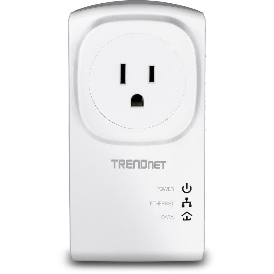 TRENDnet Powerline 500 AV Nano Adapter Kit With Built-In Outlet, Power Outlet Pass-Through, Includes 2 x TPL-407E Adapters, Plug & Play, Ideal For Smart TVs,
