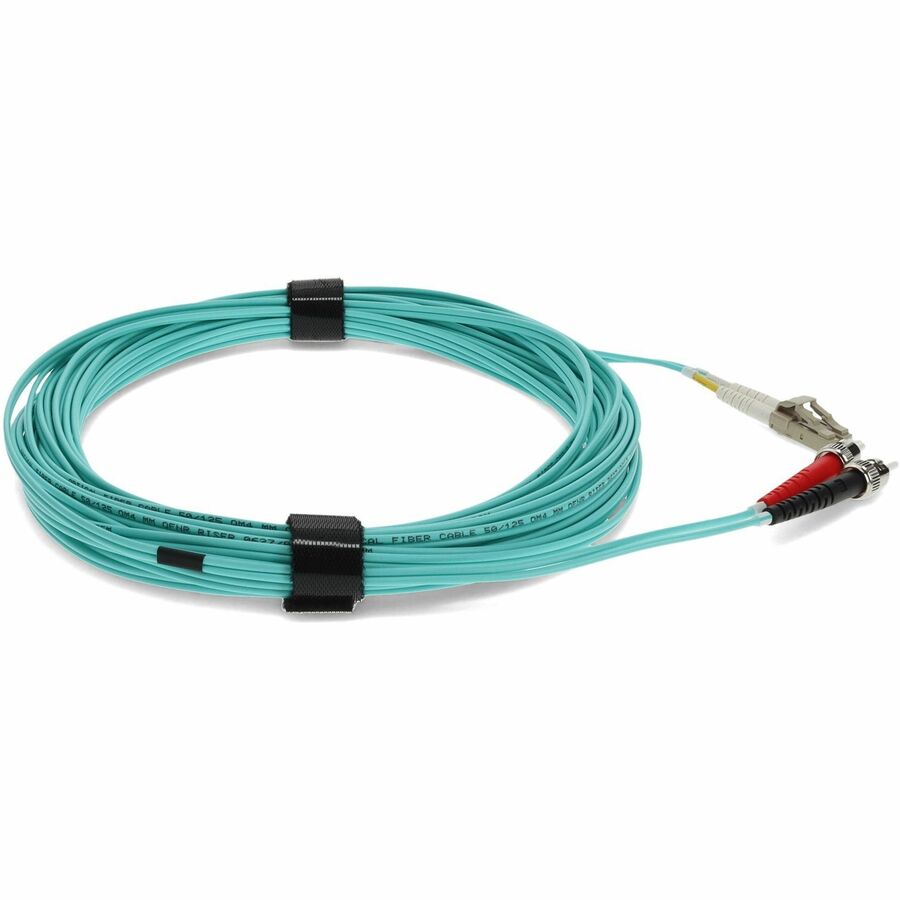 AddOn 10m LC (Male) to ST (Male) Aqua OM4 Duplex Fiber OFNR (Riser-Rated) Patch Cable