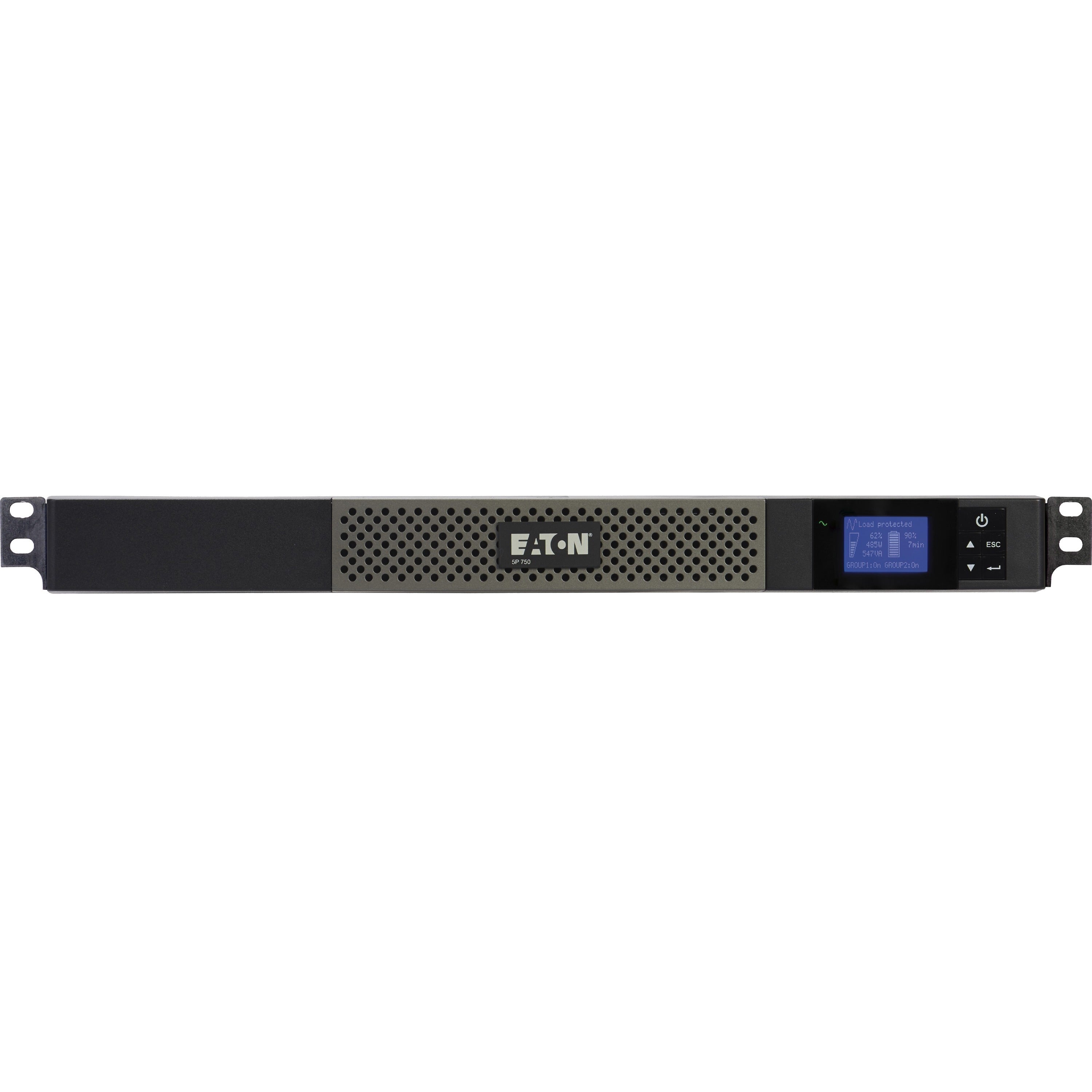 Eaton 5P 750VA 600W 120V Line-Interactive UPS, 5-15P, 5x 5-15R Outlets, True Sine Wave, Cybersecure Network Card Option, 1U