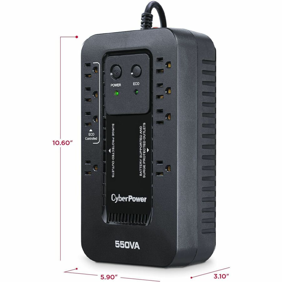 CyberPower EC550G Ecologic UPS Systems, Black, 8 Minute, USB