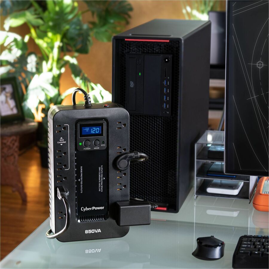 CyberPower EC850LCD Ecologic UPS Systems, Black, 5 ft. cord, USB