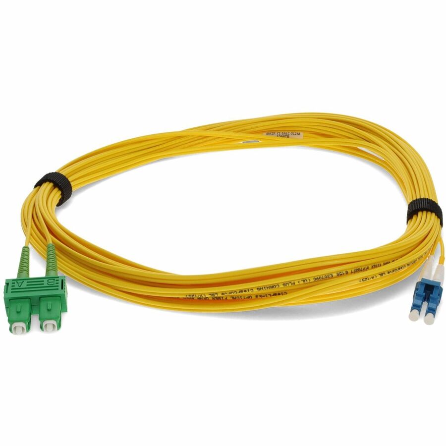 AddOn 15m ASC (Male) to LC (Male) Yellow OS2 Duplex Fiber OFNR (Riser-Rated) Patch Cable