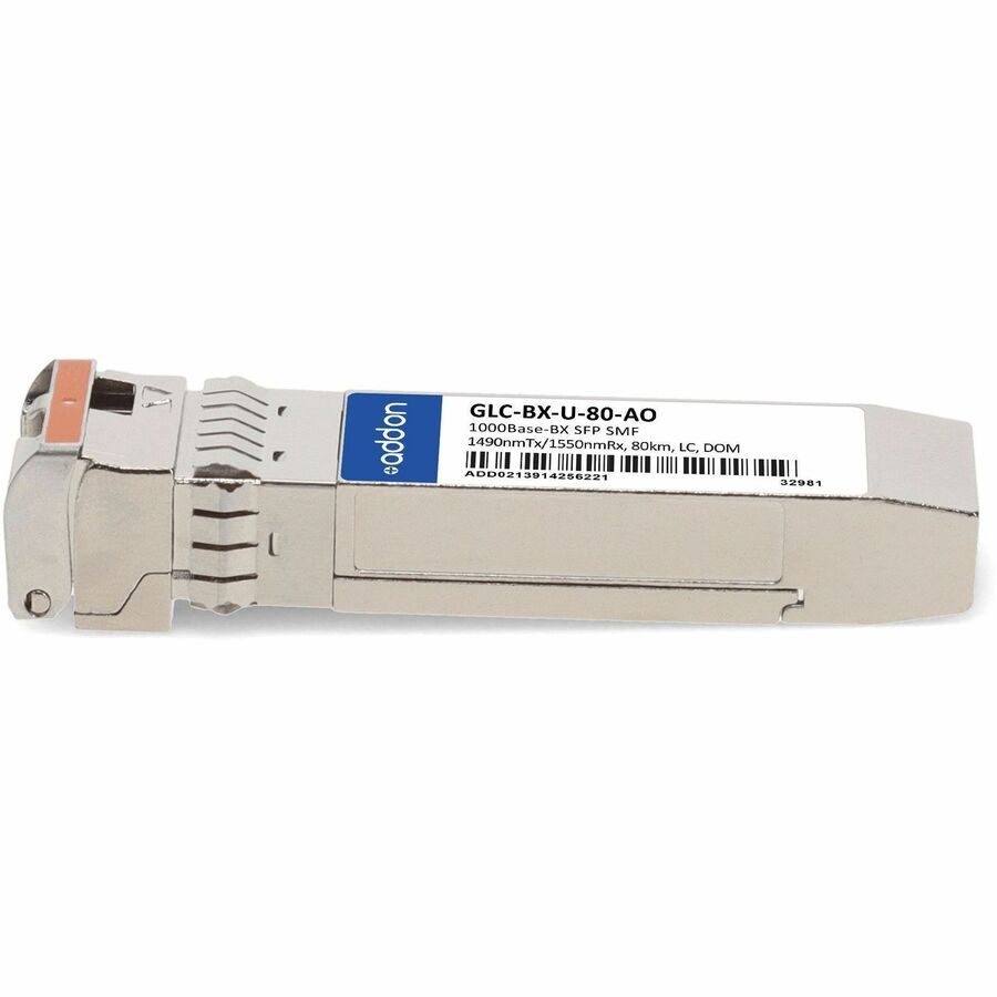 AddOn Cisco GLC-BX-U-80 Compatible TAA Compliant 1000Base-BX SFP Transceiver (SMF, 1490nmTx/1550nmRx, 80km, LC, DOM)