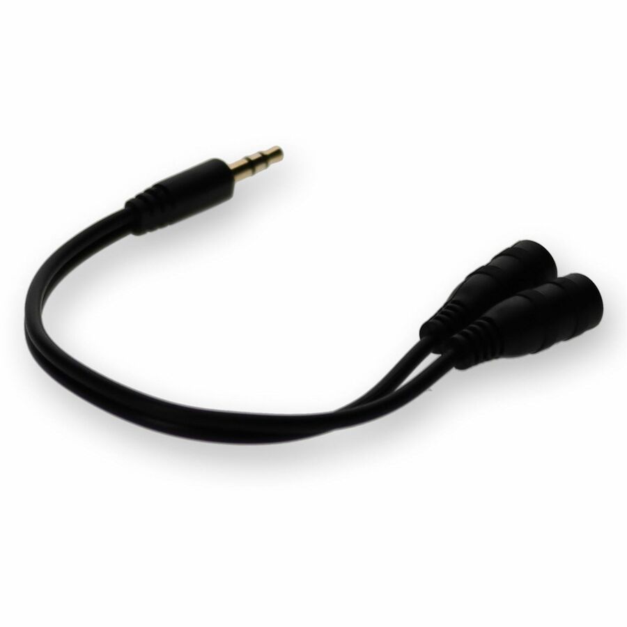 AddOn 5PK 3.5mm Audio Input Male to 2x3.5mm Audio Output Female Black Adapters