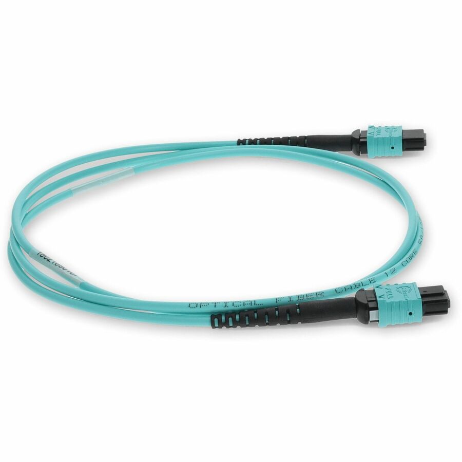 AddOn 1m MPO (Female) to MPO (Female) 12-Strand Aqua OM3 Straight Fiber OFNR (Riser-Rated) Patch Cable