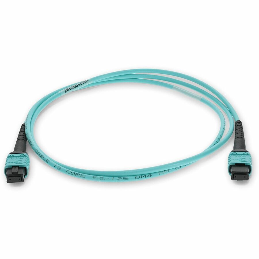 AddOn 1m MPO (Female) to MPO (Female) 12-Strand Aqua OM3 Straight Fiber OFNR (Riser-Rated) Patch Cable