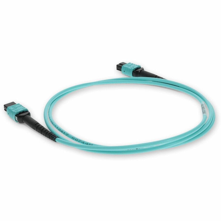 AddOn 1m MPO (Female) to MPO (Female) 12-Strand Aqua OM3 Straight Fiber OFNR (Riser-Rated) Patch Cable