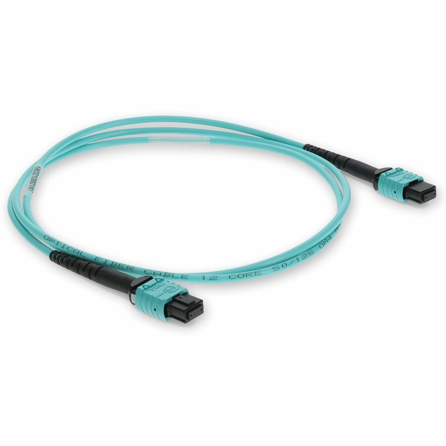 AddOn 1m MPO (Female) to MPO (Female) 12-Strand Aqua OM3 Straight Fiber OFNR (Riser-Rated) Patch Cable