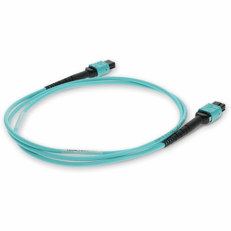 AddOn 5m MPO (Female) to MPO (Female) 12-Strand Aqua OM3 Straight Fiber OFNR (Riser-Rated) Patch Cable